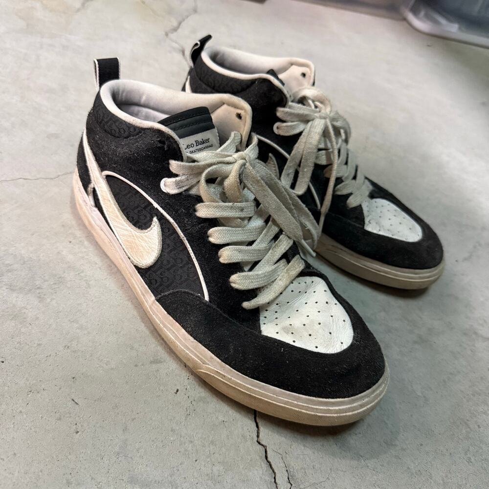 Nike SB Leo Baker Signature Skate Shoes Black White Mens Size 10.5